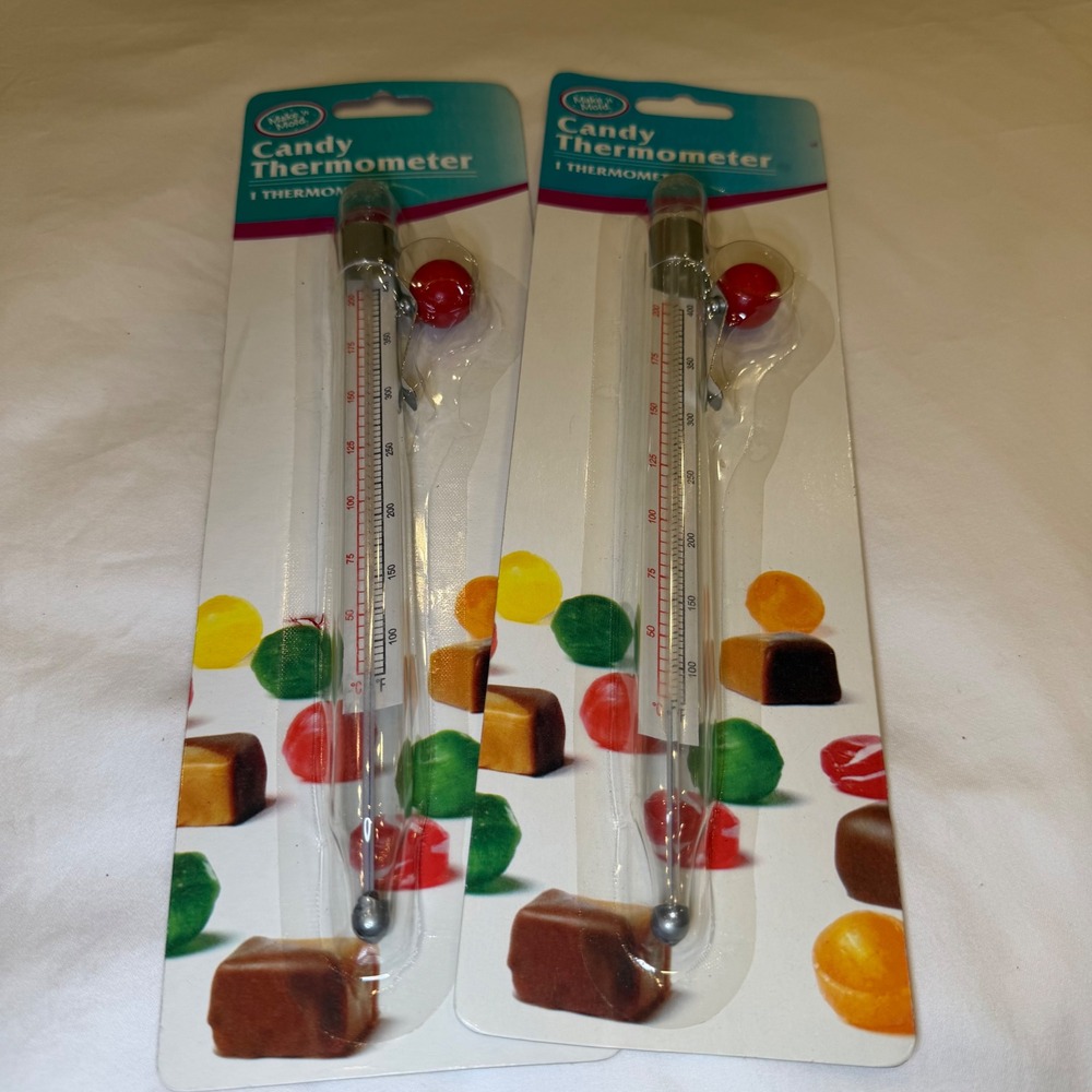 Make n Mold Candy Thermometer Lot of 2 Glass with Pan Clip 400F 5620-Thermometer